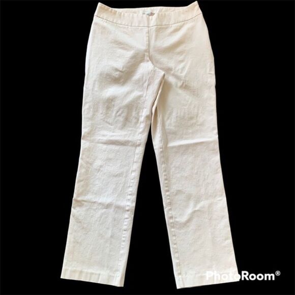 Chico's Slimming Straight Leg Side Zip Women's Professional Cropped Pant Ivory - Picture 1 of 9